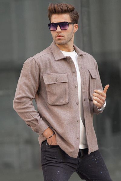 Madmext Braunes Oversize Holzfällerhemd für Herren 6709