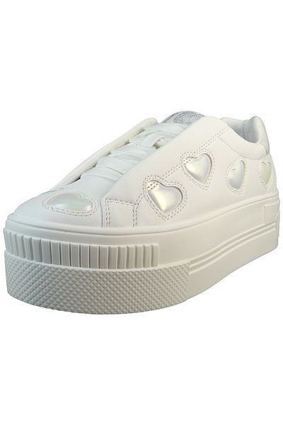 Buffalo Damen Low Sneaker Paired Bloom Low Top Hochzeit 1636160 Weiß White Textil/Synthetik mit Perfect Fit