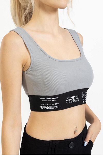 Quzu Gray Crop Top Undershirt - Rubber Detailed