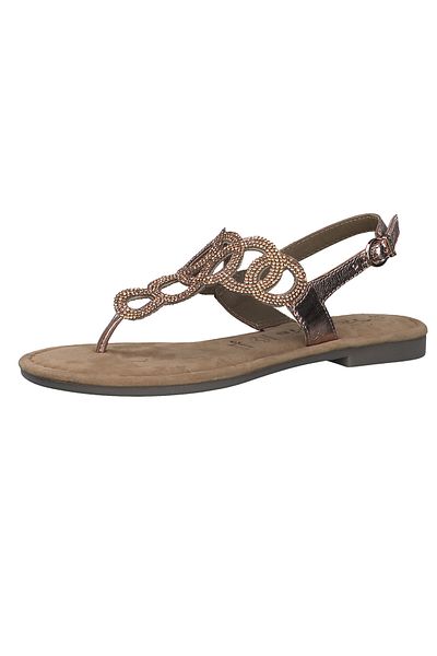 Tamaris Damen Zehentrenner Sandalen Zehentrenner 1-28125-42 Goldfarben 963 Copper Glam Leder und Textil mit