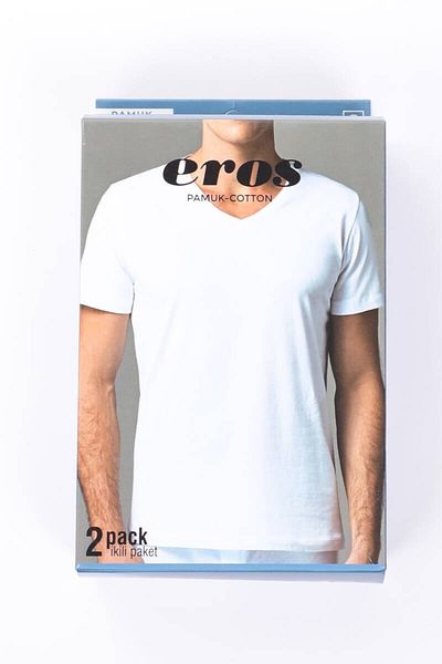 Eros Ανδρικό κοντομάνικο εσώρουχο με λαιμόκοψη 2 πακέτο