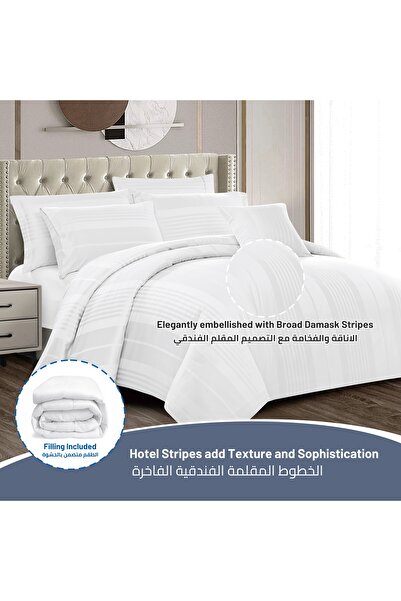 Donetella 300 Tc Cotton Blend Removable Bedding Comforter Set, 8 Pcs King Size Fits 240x260 Cm