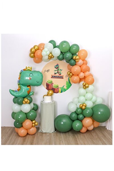 BİDOLUMUTLULUK Tatlı Dinozor Folyo Balon Renkli Doğum Günü Süsleri Dinazor Ba...