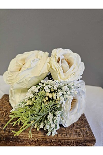 YASİMA Beyaz Gül Buketi Aranjmanlı Gelin Eli Buketi Nikah Kına Söz Gül Demeti...