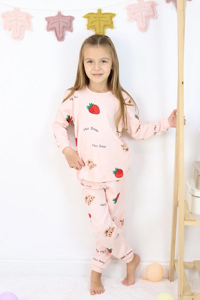 Harika KIDS Girl's Medium Thickness Basic Printed Pajamas Set