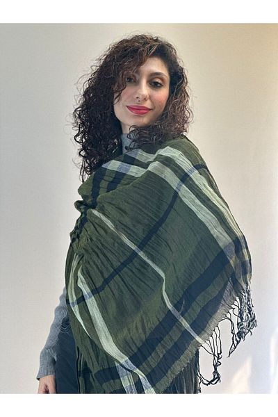Gönülden Tasarım ΠΡΑΣΙΝΟ ΡΙΓΕΣ ΚΑΡΟ ΦΟΥΛΑΡΙ ΣΑΛΙ UNISEX200X90 CM