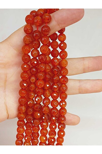 Yasamtohumu 8mm niz fasetiranog kroj ahat kamenja - (54682)