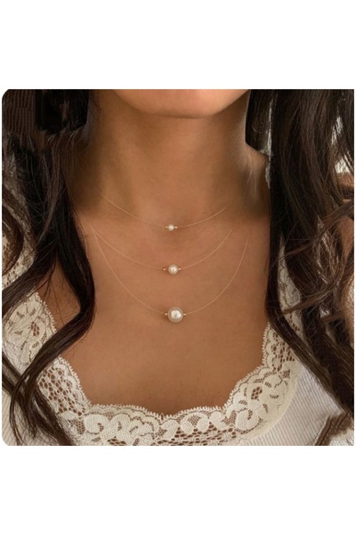 Duayen Design 3'lü Dorika İnci Hayalet Kolye