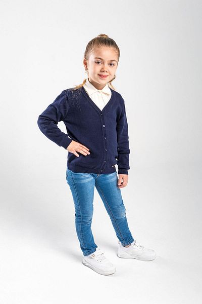 Trend Baby Kids Унисекс детски тъмносин кардиган 5-8 години с V-образно деколте