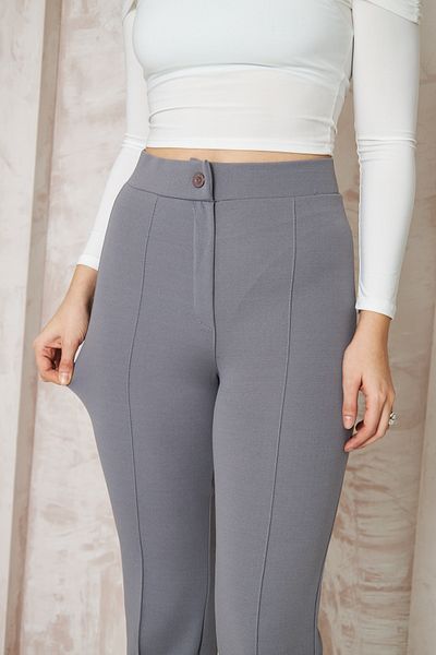 THIFF GYMWEAR Lycra Gray Women's Palazzo Trousers