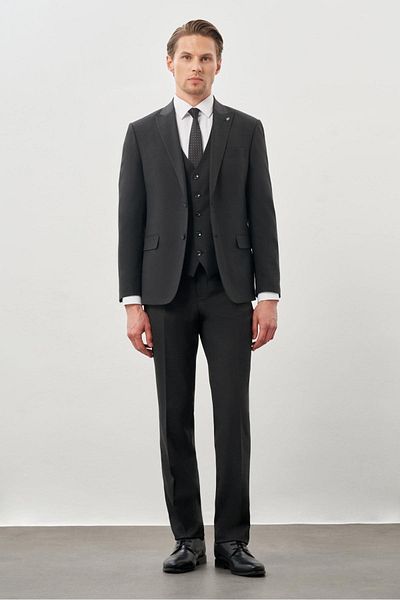 İmza Flexible Dark Anthracite Mono Neck Suit - 6 Drop Comfort Fit 1001245900