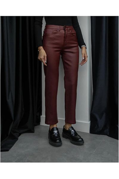 ALYA BUTİK Claret Red Waxed Jeans