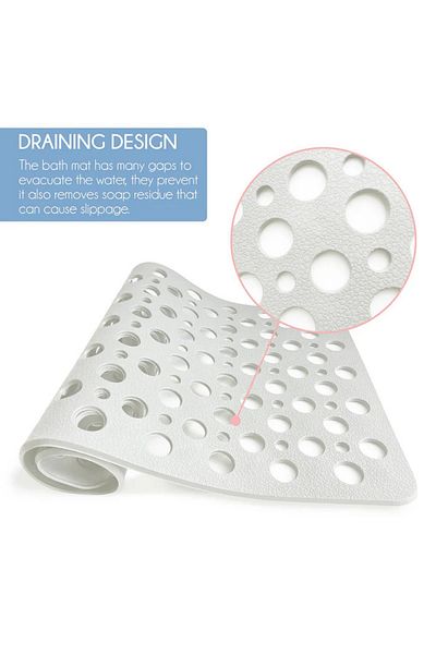 MAİN SHOP 1 Piece White Bathtub Mat Sticky with Suction Cups Shower Cabin Bathroom Shower Anti-Slip 33X66 cm M-141