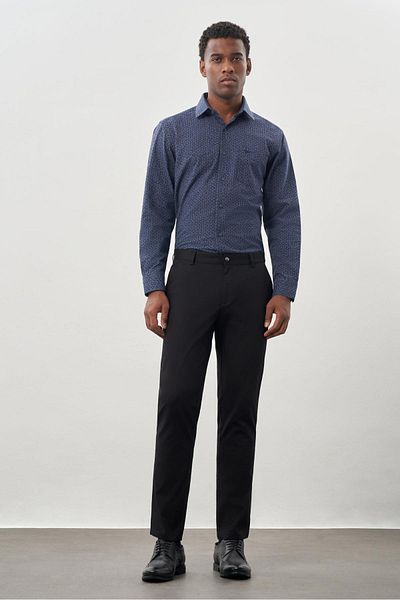 İmza Black Cotton Side Pocket Casual Slim Fit Chino Pants 1003245168