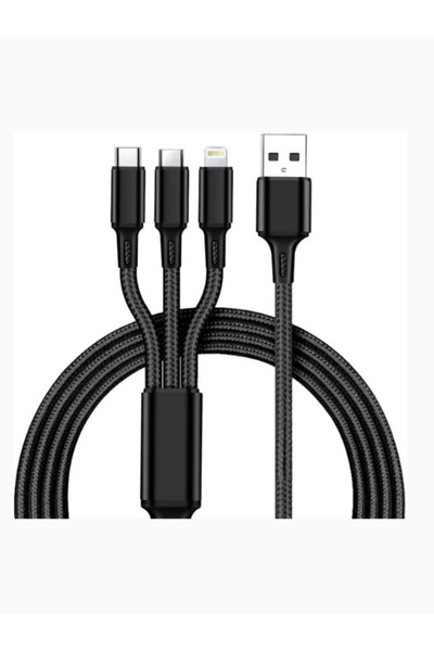Wair Teknoloji Huawei Xiaomi Samsung Iphone Uyumlu Örgü Hasır Çoklu Şarj Kabl...