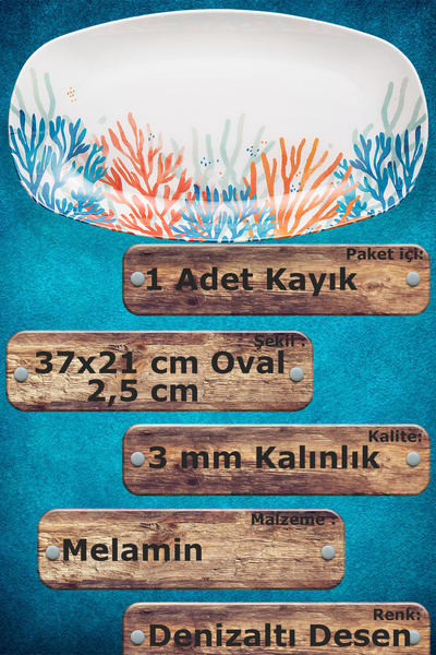 BOSSİO Kayık 37cm Akvaryum Tabak:Balıkçı Lokanta Outdoor Servis:Orta Salata,Meyve Sunum