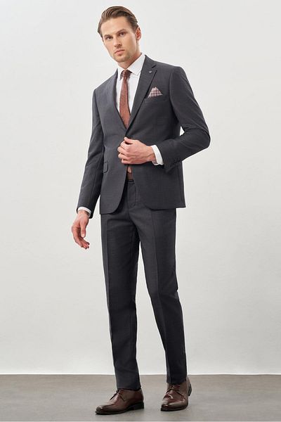 İmza Dark Anthracite Mono Collar Comfort Fit Classic Suit 1001245162