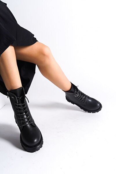 Hepici Kadın Siyah Bot Su Geçirmez Fermuarlı Rahat ve Esnek Konforlu Kaliteli