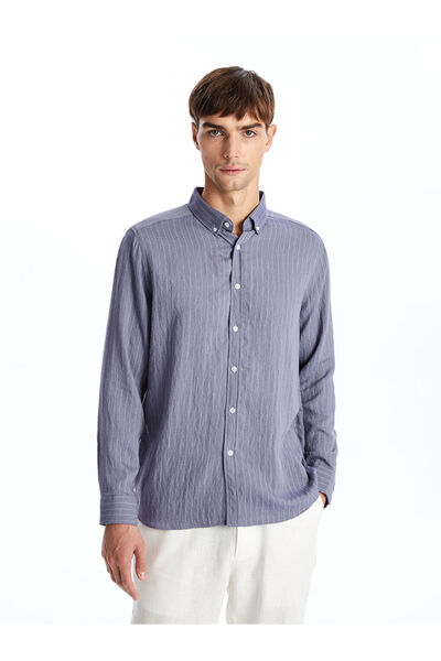 LC Waikiki Чоловіча сорочка Оксфорд з довгим рукавом приталеного крою