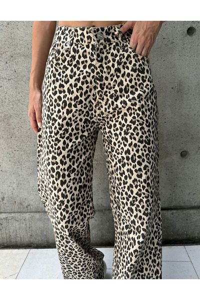 KOTOLOG Wide Leg Baggy Pipe Leg Straight Classic Trousers Jeans