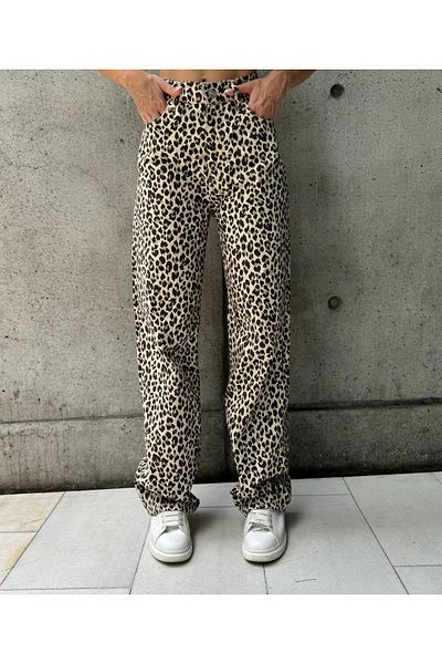 KOTOLOG Wide Leg Baggy Pipe Leg Straight Classic Trousers Jeans