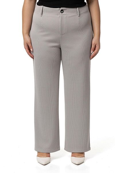 DISENTIS MODEST Plus Size Elastic Waist Back Tube Leg Classic Gray Trousers