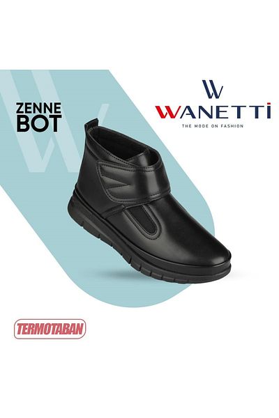 Wanetti 601 Μαύρες Ορθοπεδικές Ελαφριές Άνετες Μαλακές Αντιολισθητικές Μητρικές Μπότες