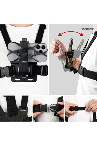 Coverzone Aksiyon Kamera ve Telefon Tutucu Göğüs Askısı RMX-81
