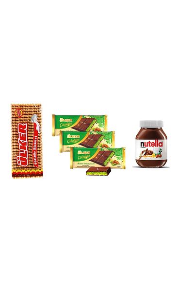 Ülker Bushbare Buskets 175 Gr Country Dubai Chocolate 93Gr *3 Pieces and Nutella 750 Gr (Super Triple)