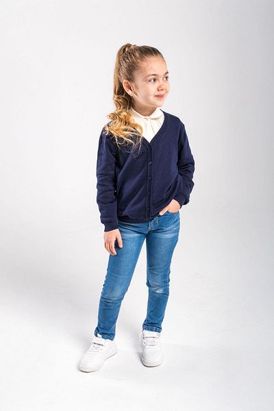 Trend Baby Kids Унисекс детски тъмносин кардиган 5-8 години с V-образно деколте