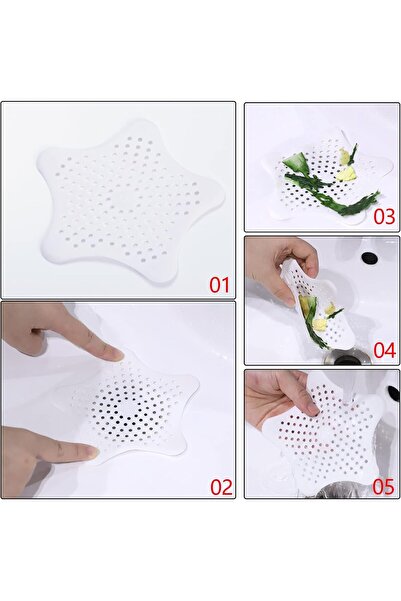 MAİN SHOP 2 Pcs Star-Shaped Suction Cup Sink and Bathtub Stopper Strainer Whi...