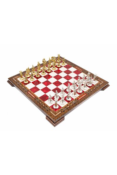 GGS GrandGiftStore Handcrafted Wooden Chess Board and Metal Roman Chess Piece Special Chess Set Unique Gift