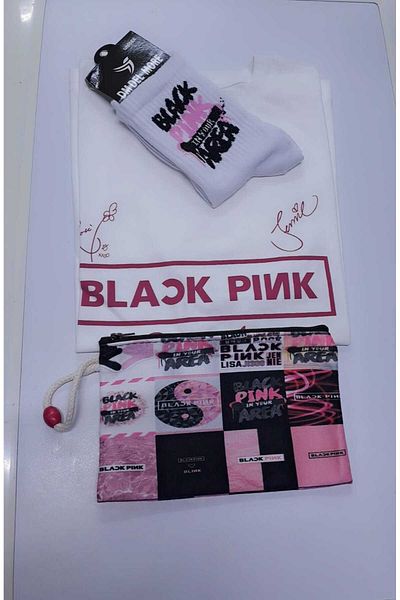 GC GÖKHAN CLUB Blackpink Owersize T-shirt Κάλτσες θήκης για στυλό 3 τεμαχίων