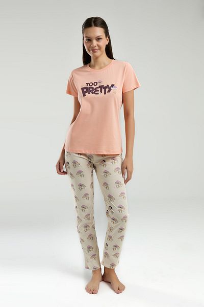 Rolypoly Women's Orange Short Sleeve Pajama Set