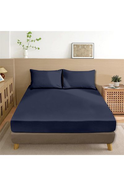 Evim 100% Cotton Akfil Flat Sheet Set Single 160X240 cm Navy Blue