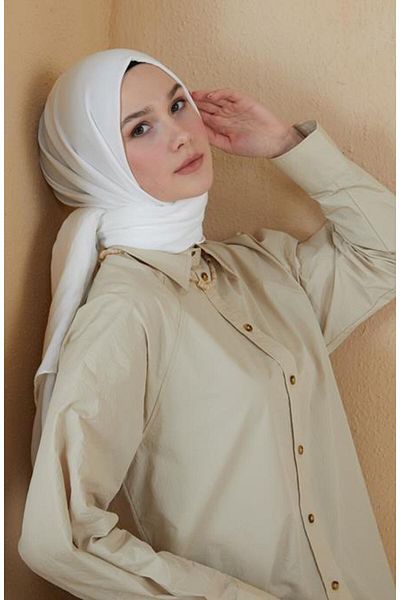 BURDEN IPEK Ellen Ecru Cotton Shawl