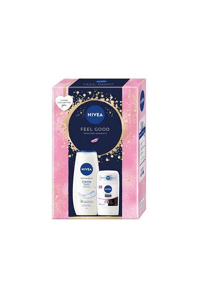 NIVEA Women's Set Creme Soft Shower Gel 250 ml,Deodorant Stick Invisible Black & White Clear, 50 ml