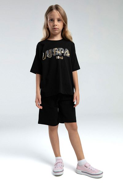 U.S. Polo Assn. BAZA. Polo Assn. Costum Bermude Negru pentru Fata