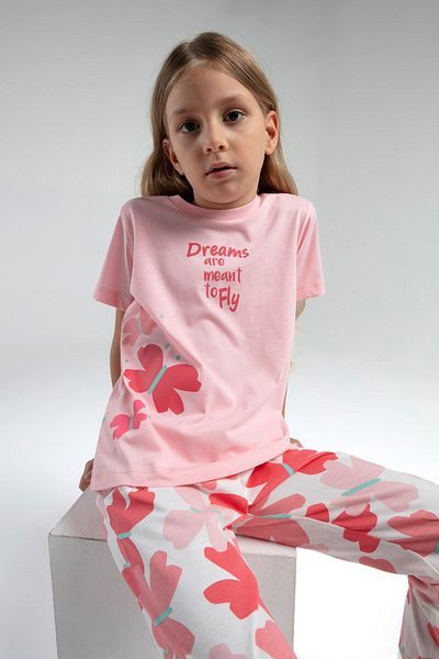 Rolypoly Girl's Salmon Short Sleeve Pajama Set