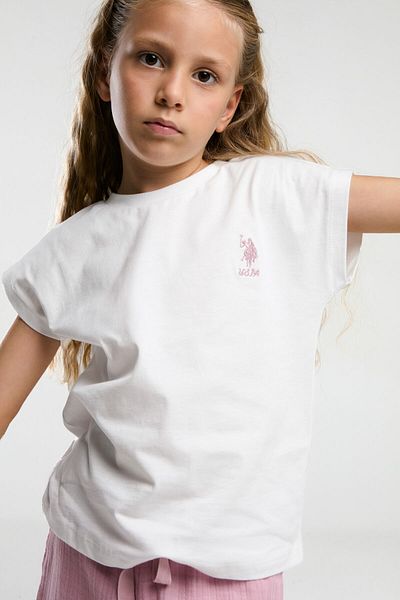 U.S. Polo Assn. بدلة برمودا كريمية للبنات