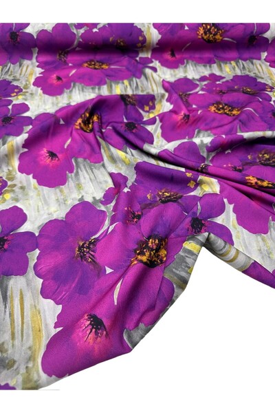 ipekkumaş Purple Geranium Pattern Dress Shirt Crepe Fabric Our Product Is Sol...