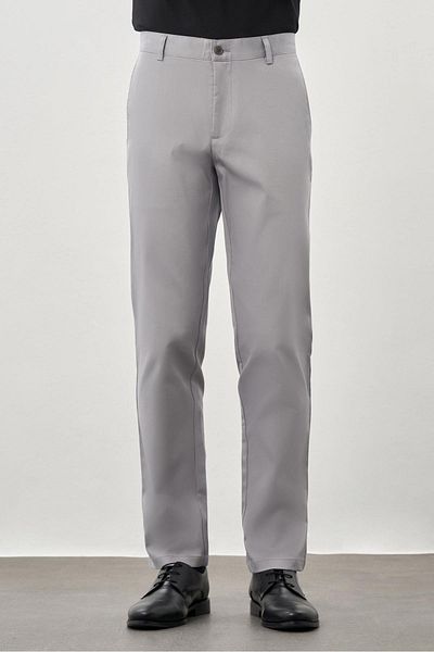 İmza Γκρι βαμβακερές πλαϊνές τσέπες Casual Comfort Fit Chino παντελόνι 1003245169