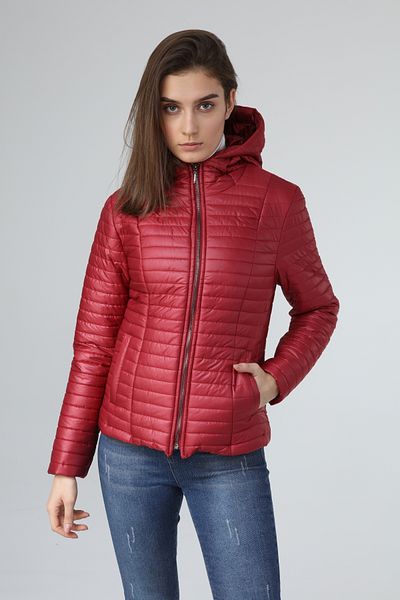 Veger Burgundy Quilted Coat 3387 - Women'S, Hooded and Waist Seated