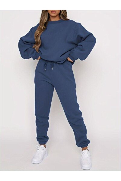 FİTGO Mornarsko plave 3-nitne L Elastični porub ženske trenirke