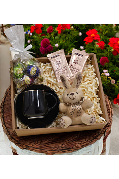 Bonitagift Siyah Tekli Fincan & Çikolata & Ikili Tek Içimlik Türk Kahvesi & M...