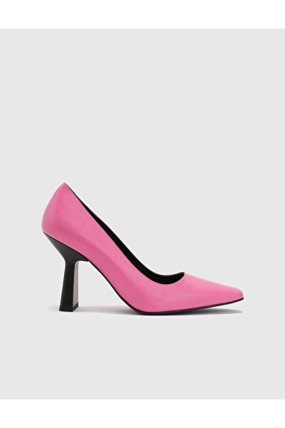 İLVİ Ringe Hakiki Deri Kadın Pembe Topuklu Ayakkabı