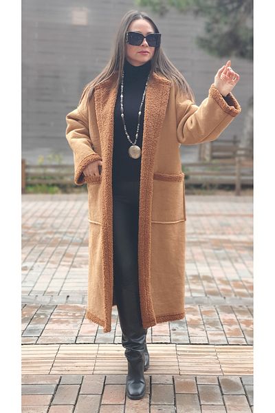 Park Moda Nubuck Look Long Coat with Fleece Inside