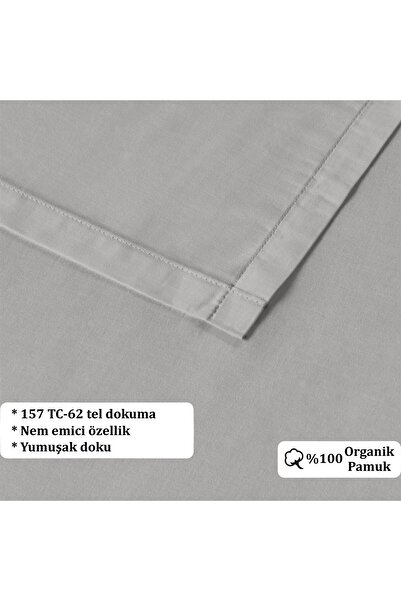 Evim 100% Cotton Akfil Flat Sheet Set Single 160X240 cm Gray