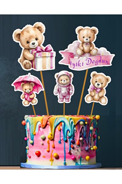 Hiras Dizayn 5 τεμάχια ροζ στολίδι γενεθλίων για κορίτσια Μεγάλη τούρτα - οδο...