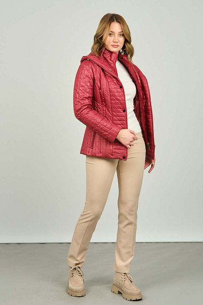 Veger Claret Red Women's Coat 3388 - Hooded with Zipper and Snaps